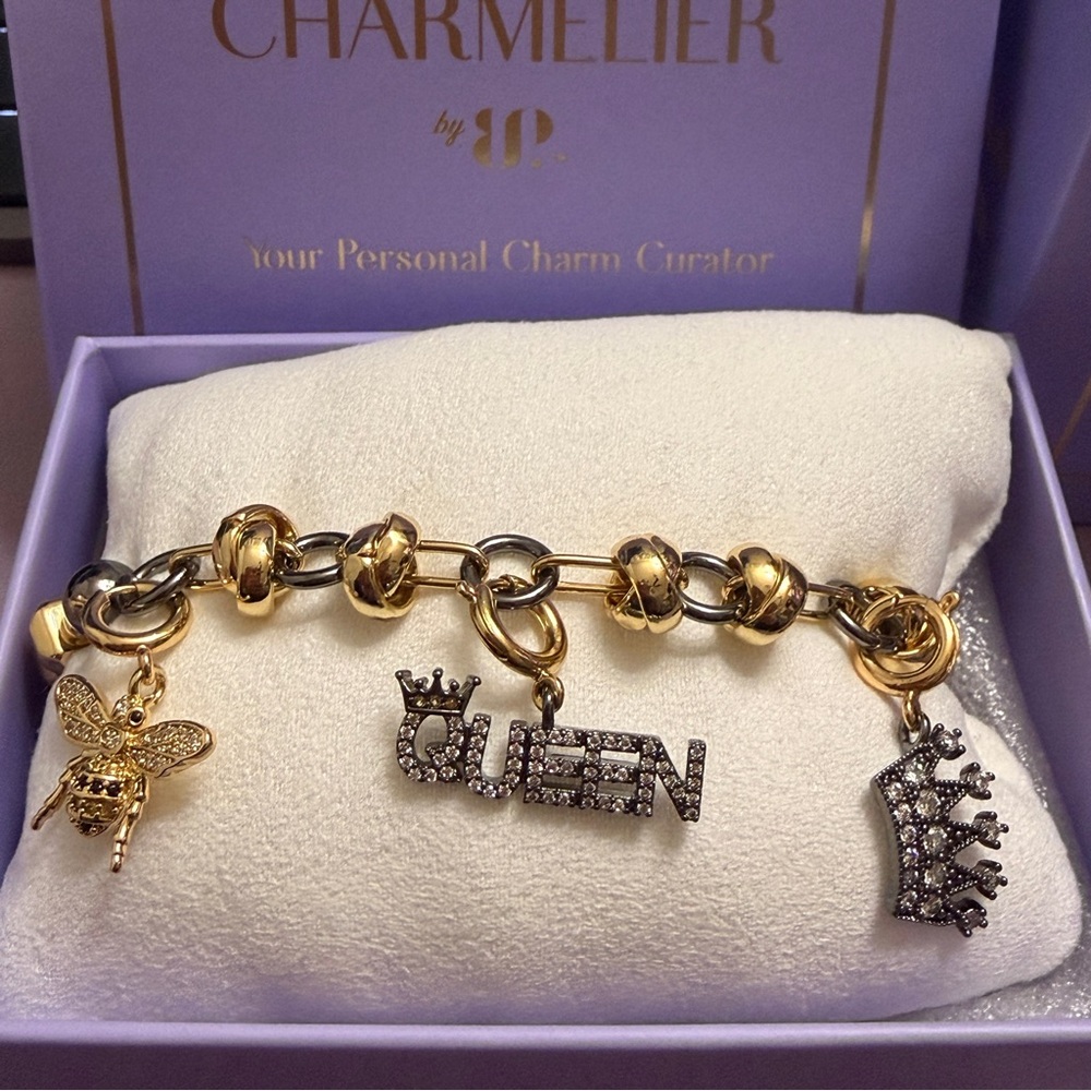 Gold and Hematite Charm Bracelet